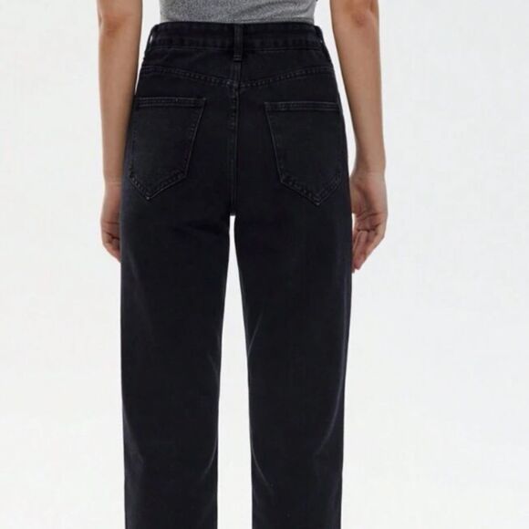 Black 90s Fit Denim High Waist Straight Leg - Picture 6 of 10